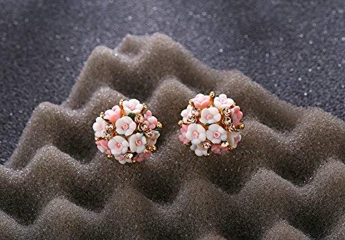 Yellow Chimes Stud Earrings for Women Pink Floral Gold Plated Stud Earrings for Girls and Women