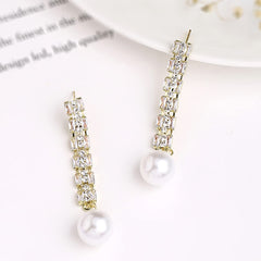 Yellow Chimes Earrings For Women Gold Tone Charming Crystal Studded Round Pearl Attached Drop Earrings For Women and Girls