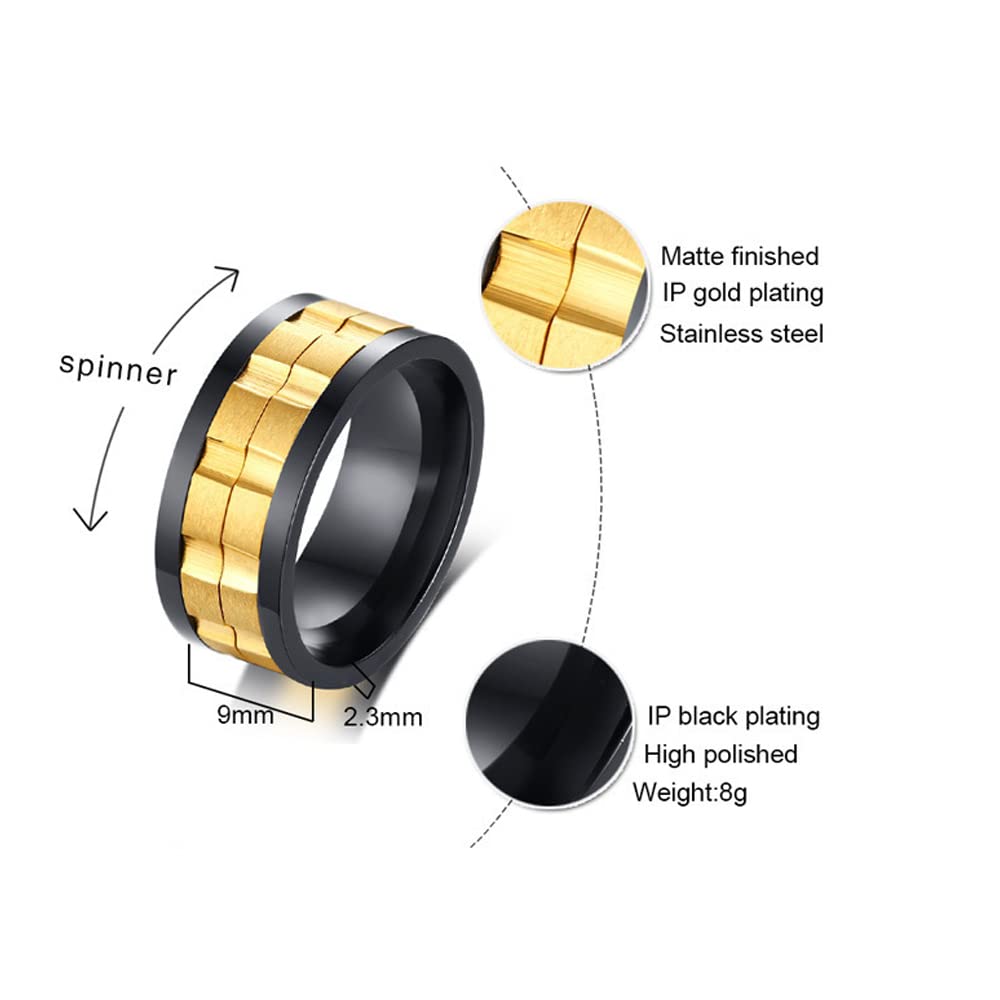 Yellow Chimes Ring for Men High Polished Stainless Steel Spinner Band Ring for Men and Boys (Style-1)