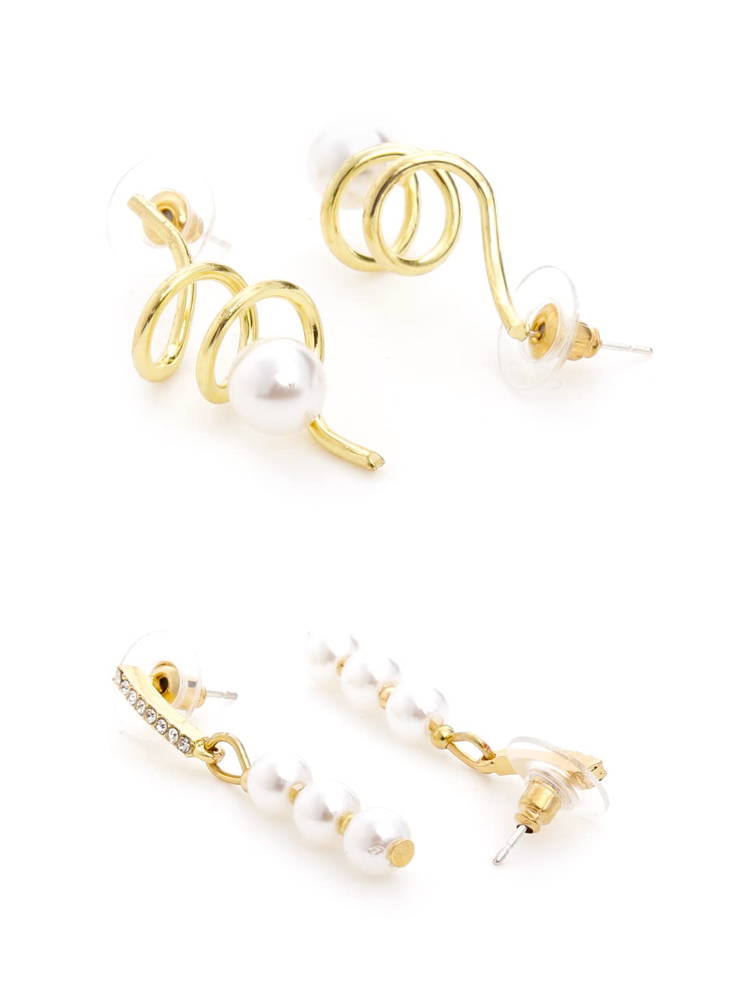 Yellow Chimes Pearl Earrings for Women Combo of 2 Pairs Gold Plated Pearl Drop Earrings for Women and Girls