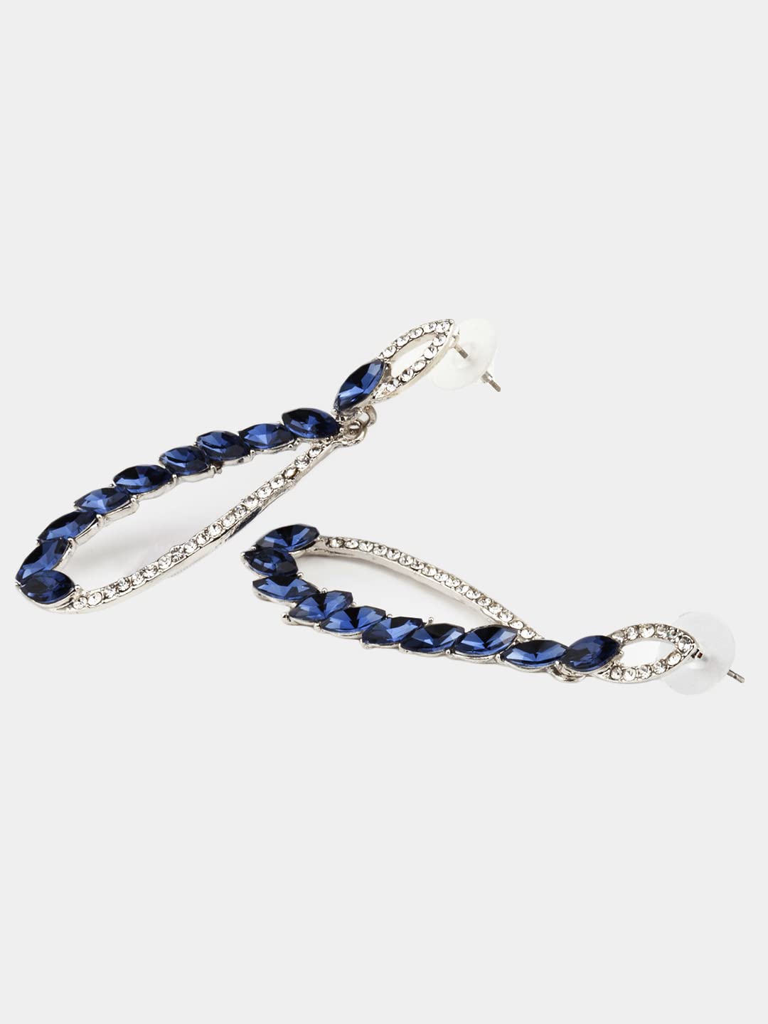 Kairangi Danglers Earrings for Women Blue Crystal Dangle Earrings Silver Plated Crystal Danglers Earrings for Women and Girls.