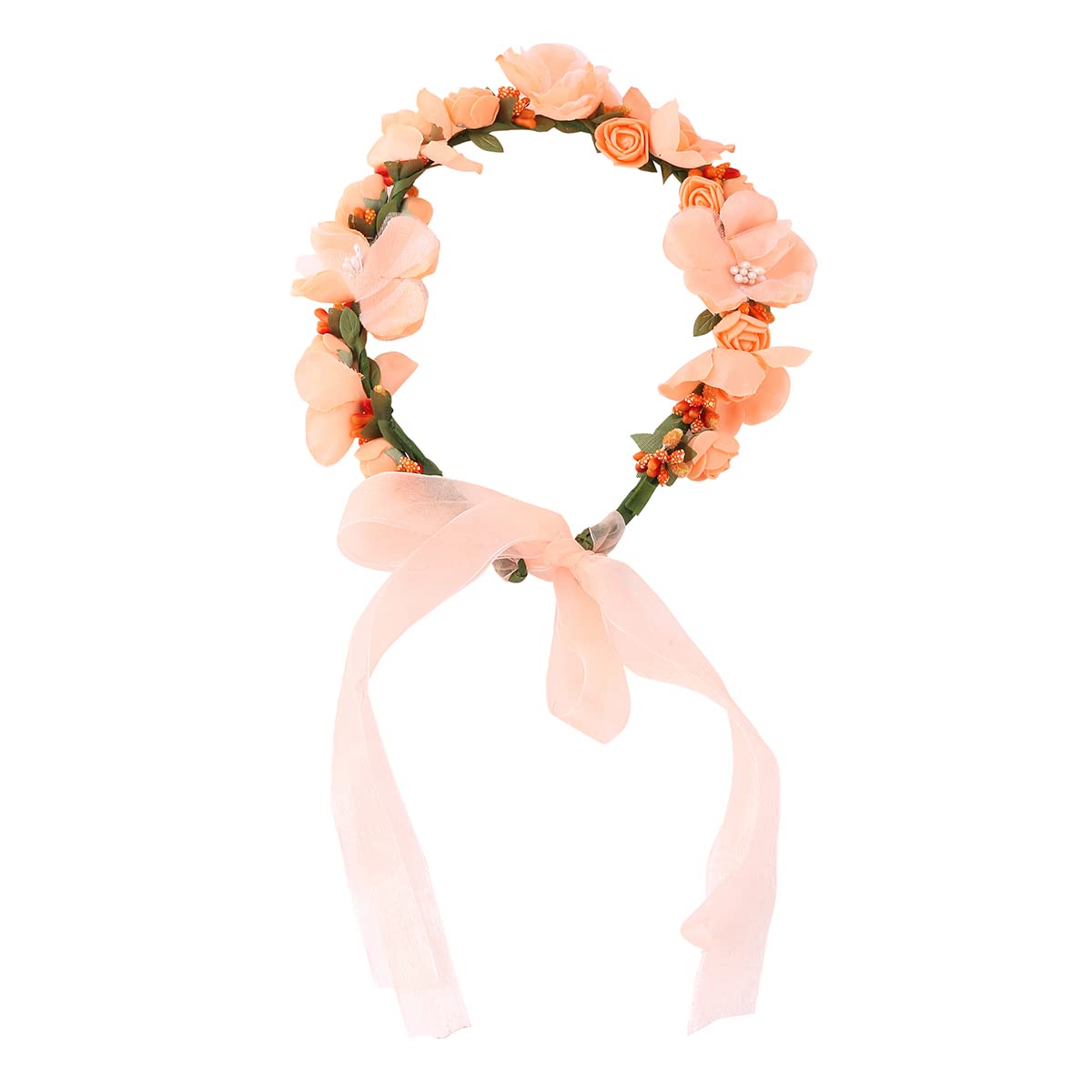 Yellow Chimes Tiara for Women and Girls Floral Hair Vine for Women White Bridal Hair Vine Tiara Headband Hair Accessories Wedding Jewellery for Girls and Women. (Pink-1)