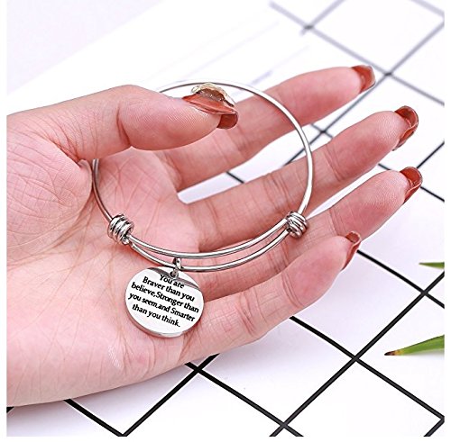 Yellow Chimes Bracelet for Women Inspirational Message Engraved Never Fading Stainless Steel Adjustable Charm Bracelet for Girls and Women
