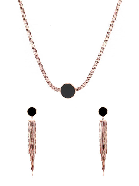 Yellow Chimes Chain Necklace With Threader Earrings Set (Style-12)