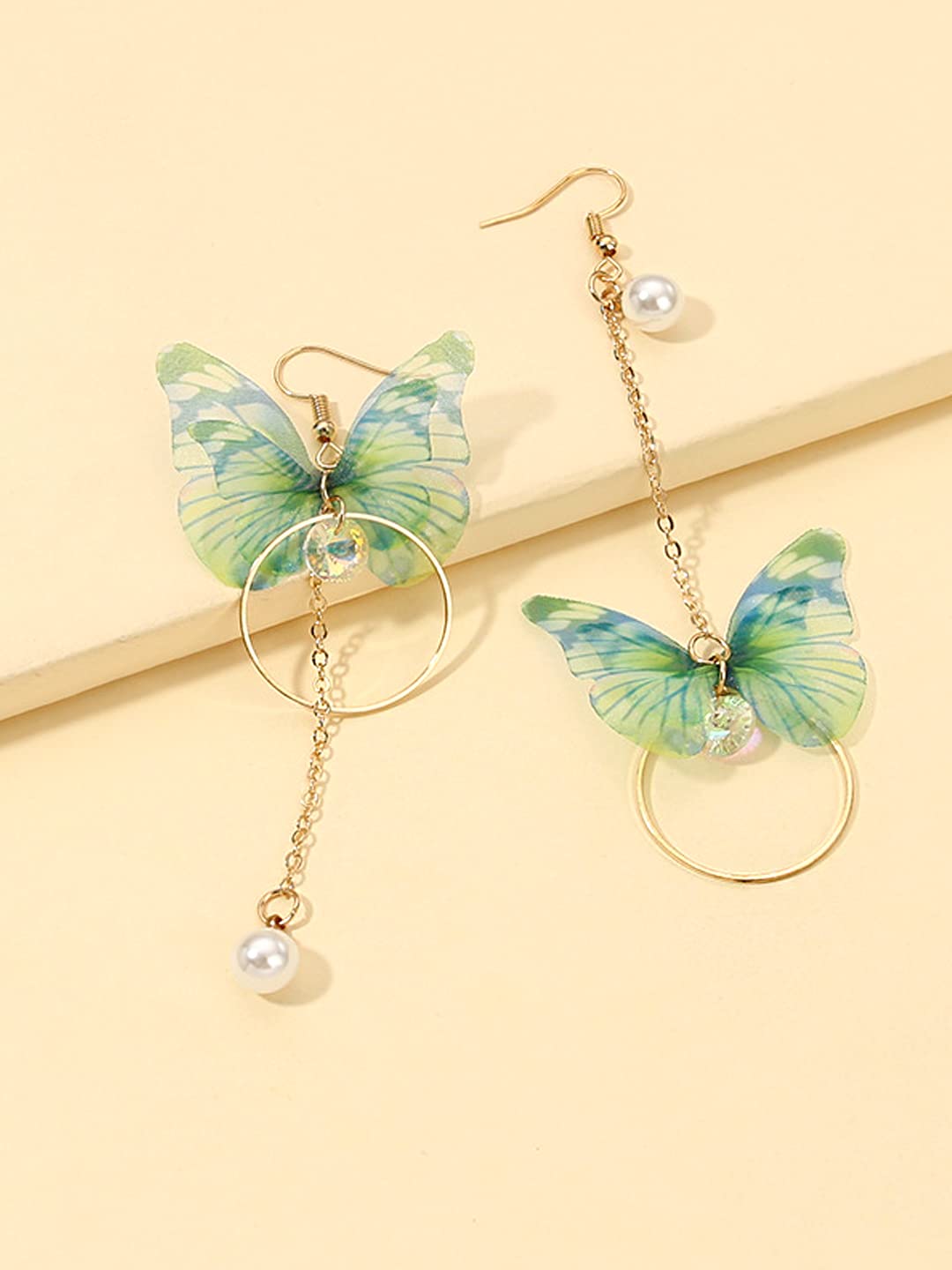 Yellow Chimes Earrings For Women Green Butterfly Attached Dangle Drop Earrings For Women and Girls