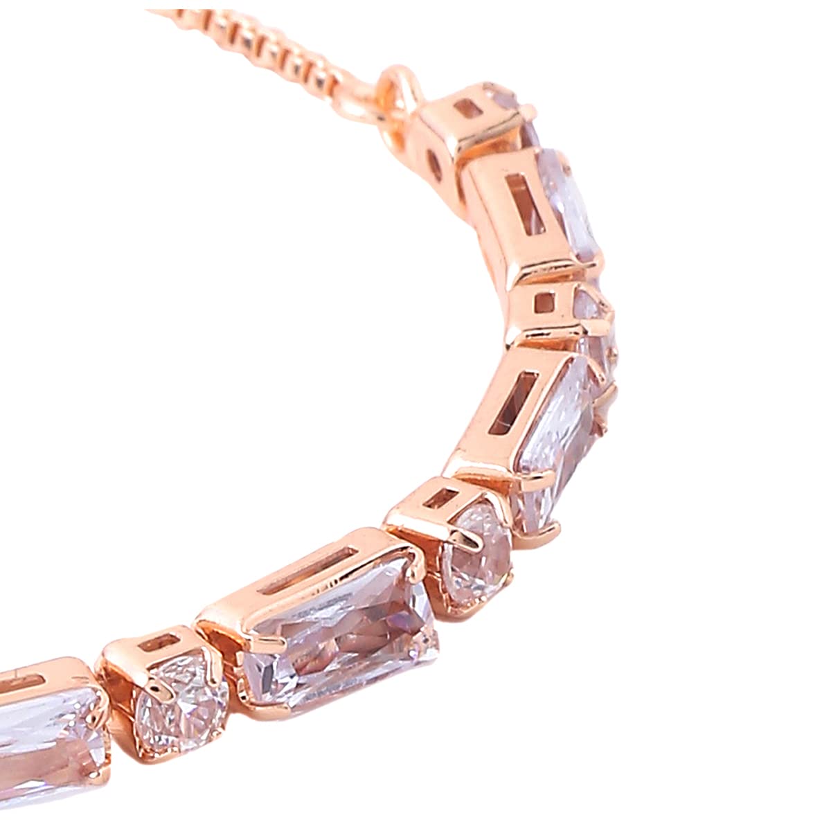 Yellow Chimes Women Crystal Bracelets | Rose Gold Plated Bracelets For Women | Rose Gold CZ Crystals Bracelet For Woman | Birthday Gift for Girls & Women Anniversary Gift for Wife