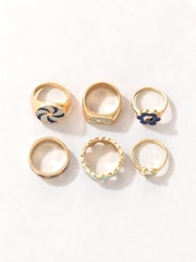 Yellow Chimes Knuckle Rings for Women Combo of 6 Pcs Stack Rings Gold Plated Midi Finger Ring Set for Women and Girls.