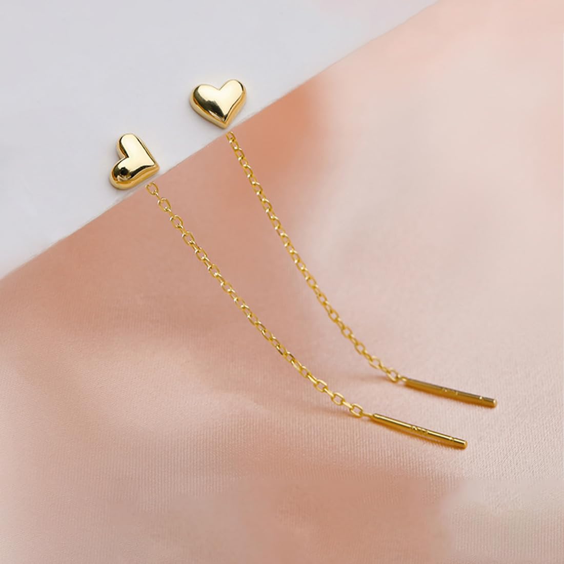 Kairangi Threader Earrings for Women Gold Plated Heart Shaped Long Chain Threader Earrings For Women and Girls