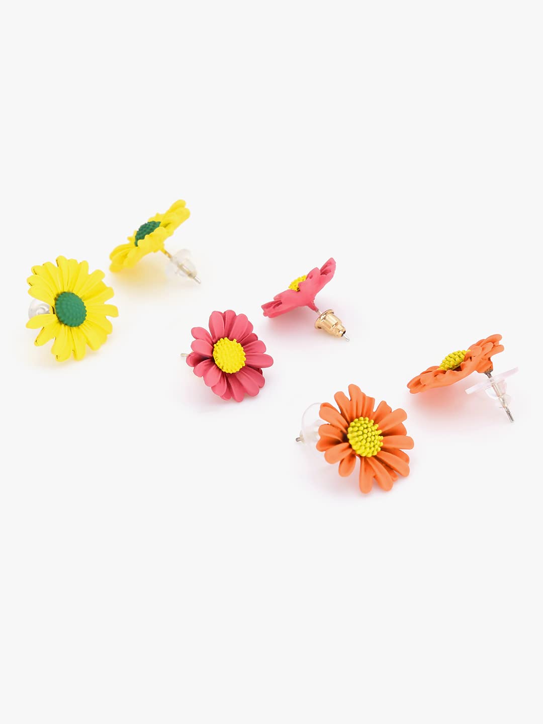 Yellow Chimes Stud Earrings for Women Combo of 3 Pairs Multicolor Floral Stud Earrings fow Women and Girl's.