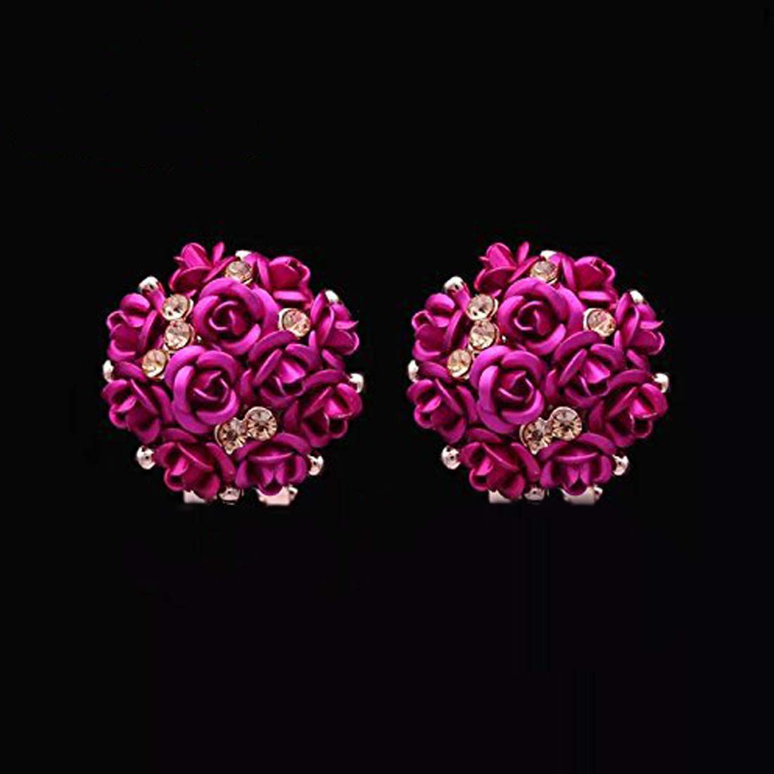 Yellow Chimes Pink Floral Stud Earrings For Women and Girls