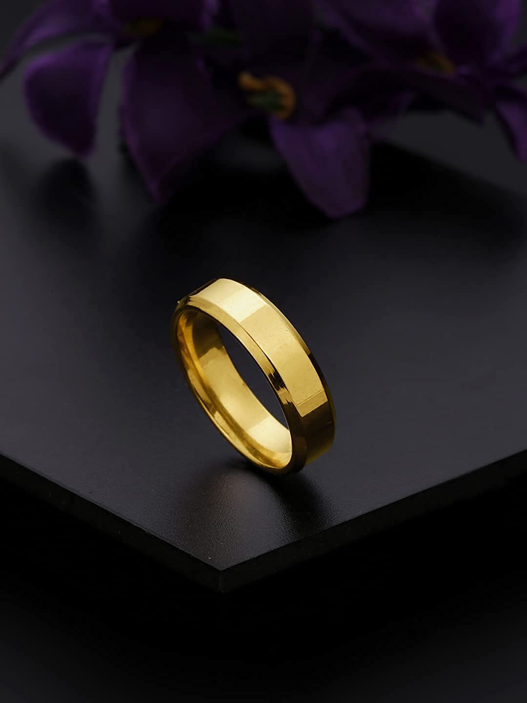 Yellow Chimes Rings for Women Stainless Steel Gold Plated Band Style Ring for Women and Girls