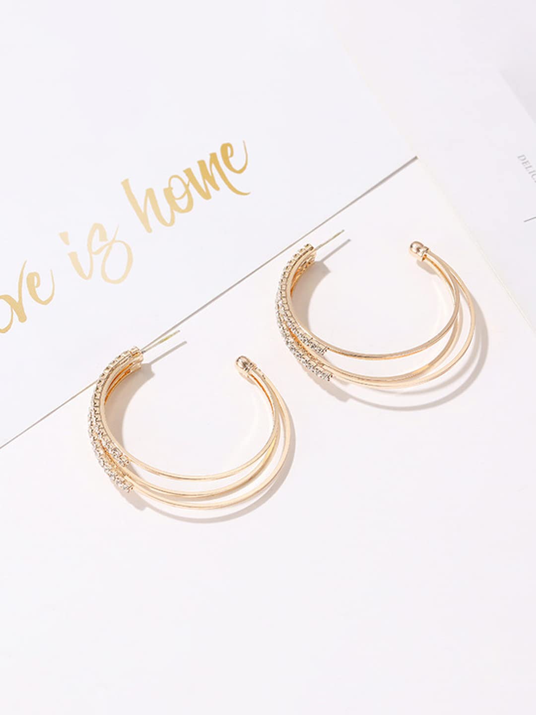 Yellow Chimes Earrings for Women and Girls Hoop Earrings for Girls | Rose Gold Toned Crystal Studded Hoop Earrings | Birthday Gift for girls and women Anniversary Gift for Wife