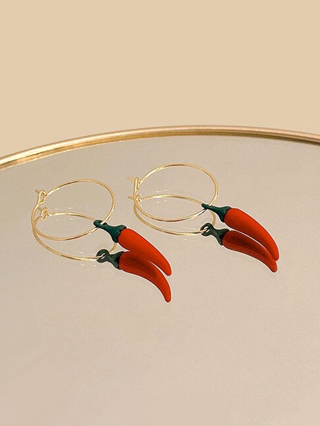 Yellow Chimes Earrings for Women and Girls Drop Earrings for Girls | Gold Toned Red Chilli Designed Drop Earrings | Birthday Gift for girls and women Anniversary Gift for Wife