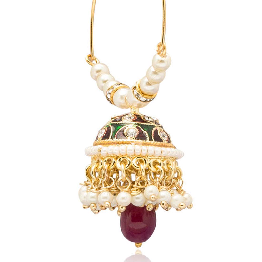 Yellow Chimes Exclusive Traditional Meenkari Moti Work Hoops Jhumki Earrings for Women and Girls