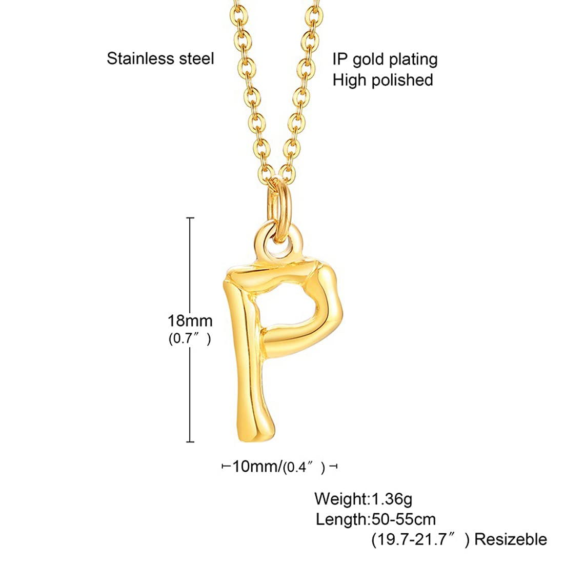 Yellow Chimes Latest Fashion Stainless Steel 18K Gold Plated Initial Pendant with Alphabet P for Women and Girls, Medium (Model: YCFJPD-P363INI-GL)