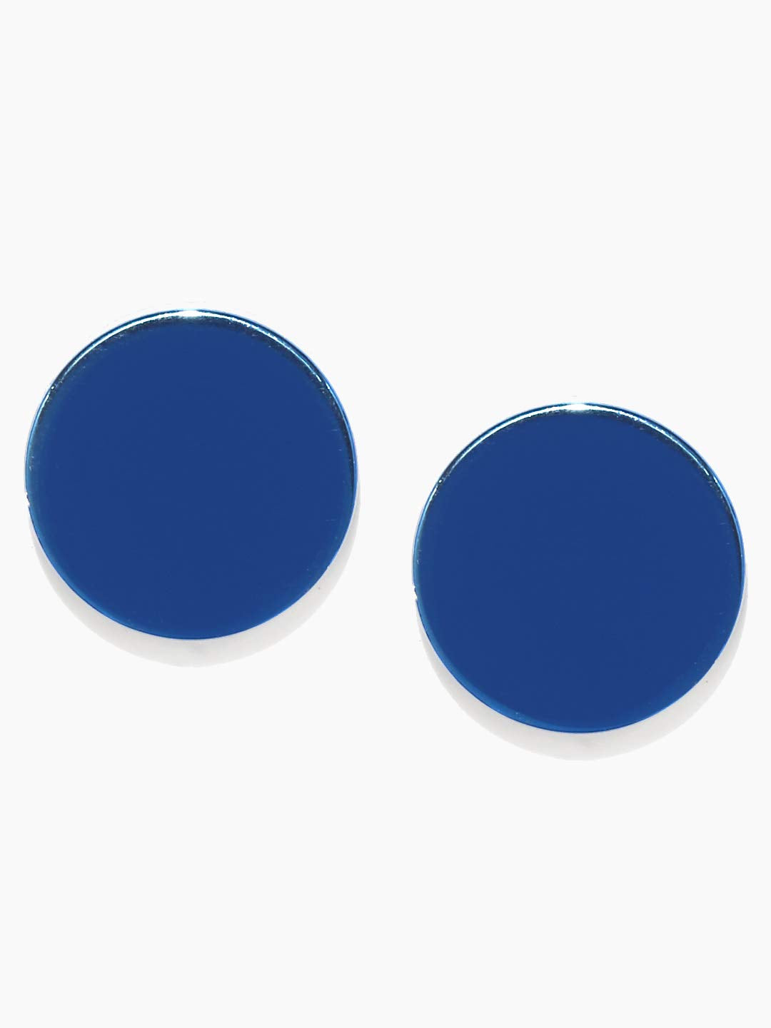 Yellow Chimes Trendy Combo of 2 Pairs Stainless Steel Textured Metallic Blue Hoop Stud Earrings Men and Women