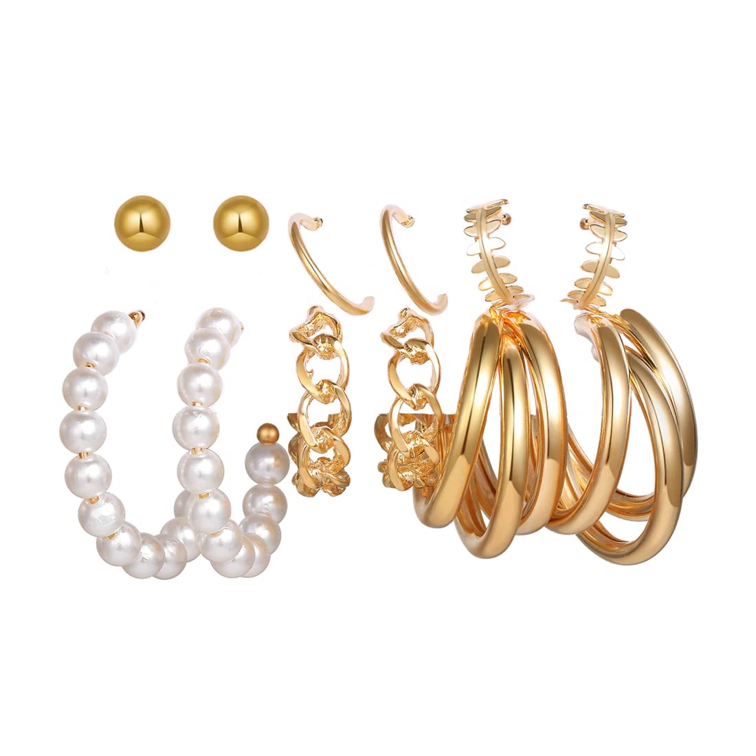 Kairangi Earrings for Women and Girls | Fashion Gold Pearls Studded Hoops | Gold Plated Earring Set | Western Stud and Hoop Earrings Combo| Birthday Gift for Girls and Women Anniversary Gift for Wife