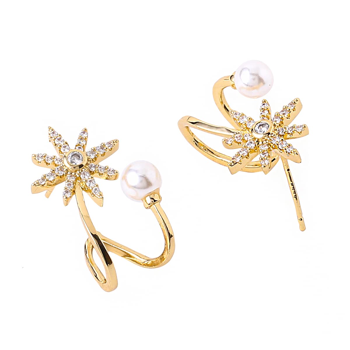 Yellow Chimes Earrings For Women Gold Tone Floral Double Lined Designed With Pearl Drop Stud Earrings For Women and Girls