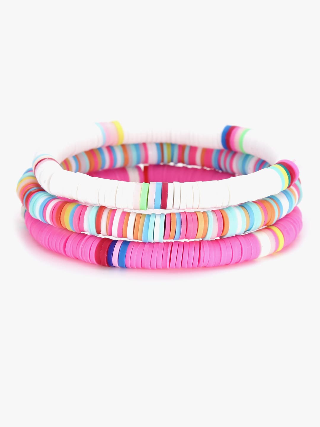 Yellow Chimes Bracelets for Women Combo of 3 PCs Heishi Bracelet Set Lightweight Rainbow Summer Beach Accessory for Girls and Women.