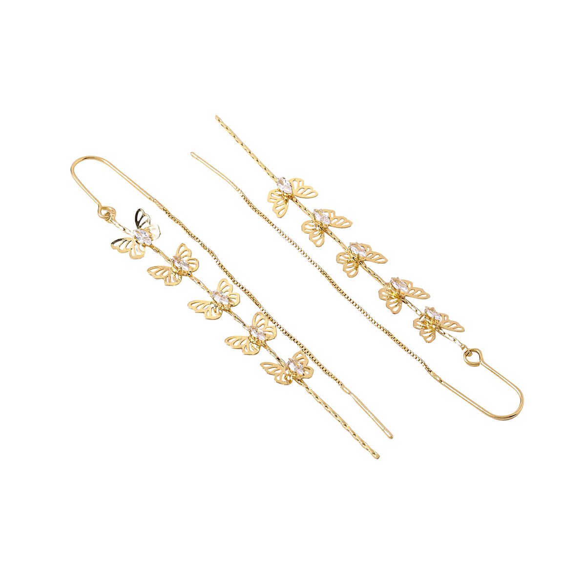 Yellow Chimes Earrings For Women Gold Tone Butterfly Designed Crystal Beaded Chain Drop Danglers Earrings For Women and Girls