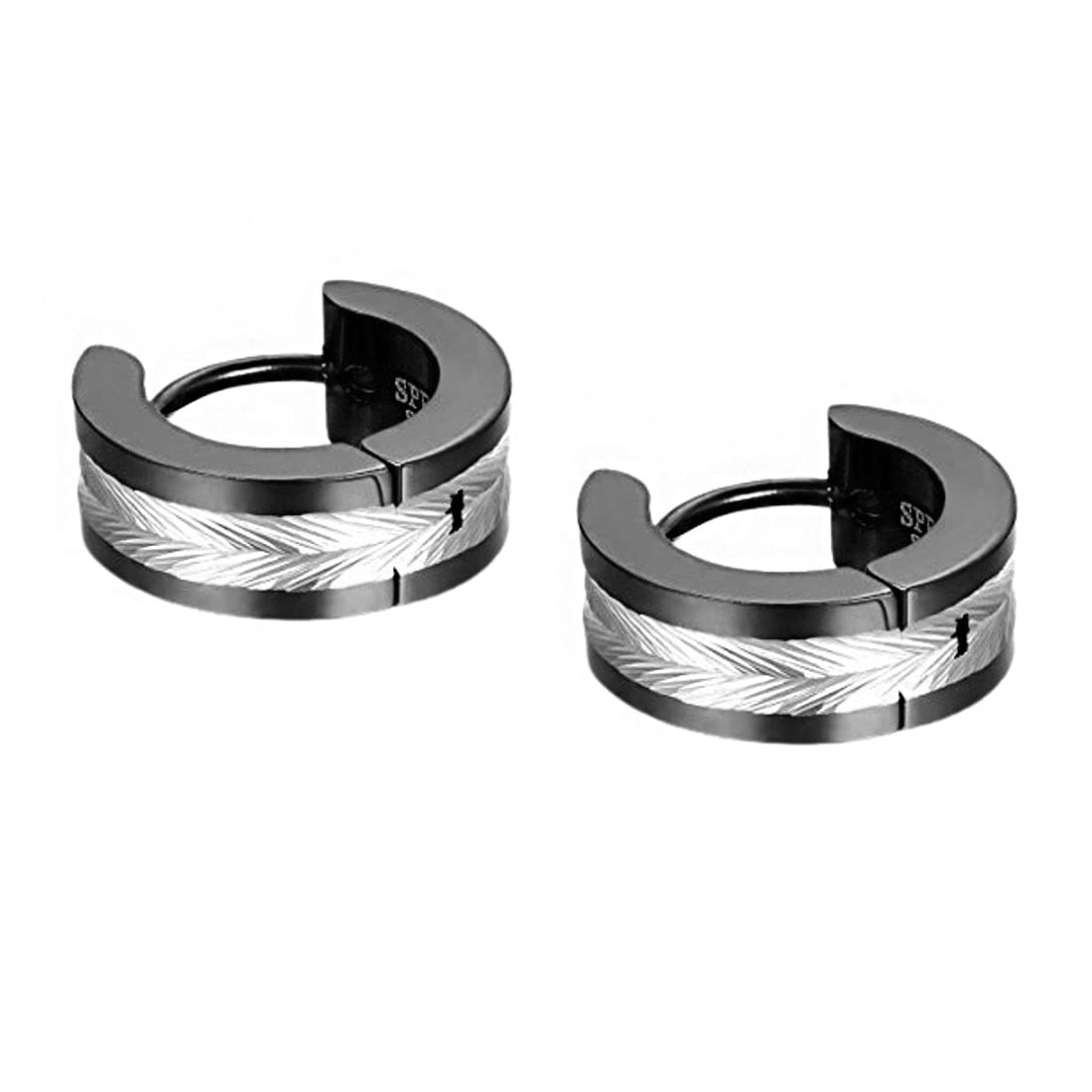 Yellow Chimes Hoop Earrings for Men Stainless Steel Black Huggie Hoops Earrings for Men and Women.