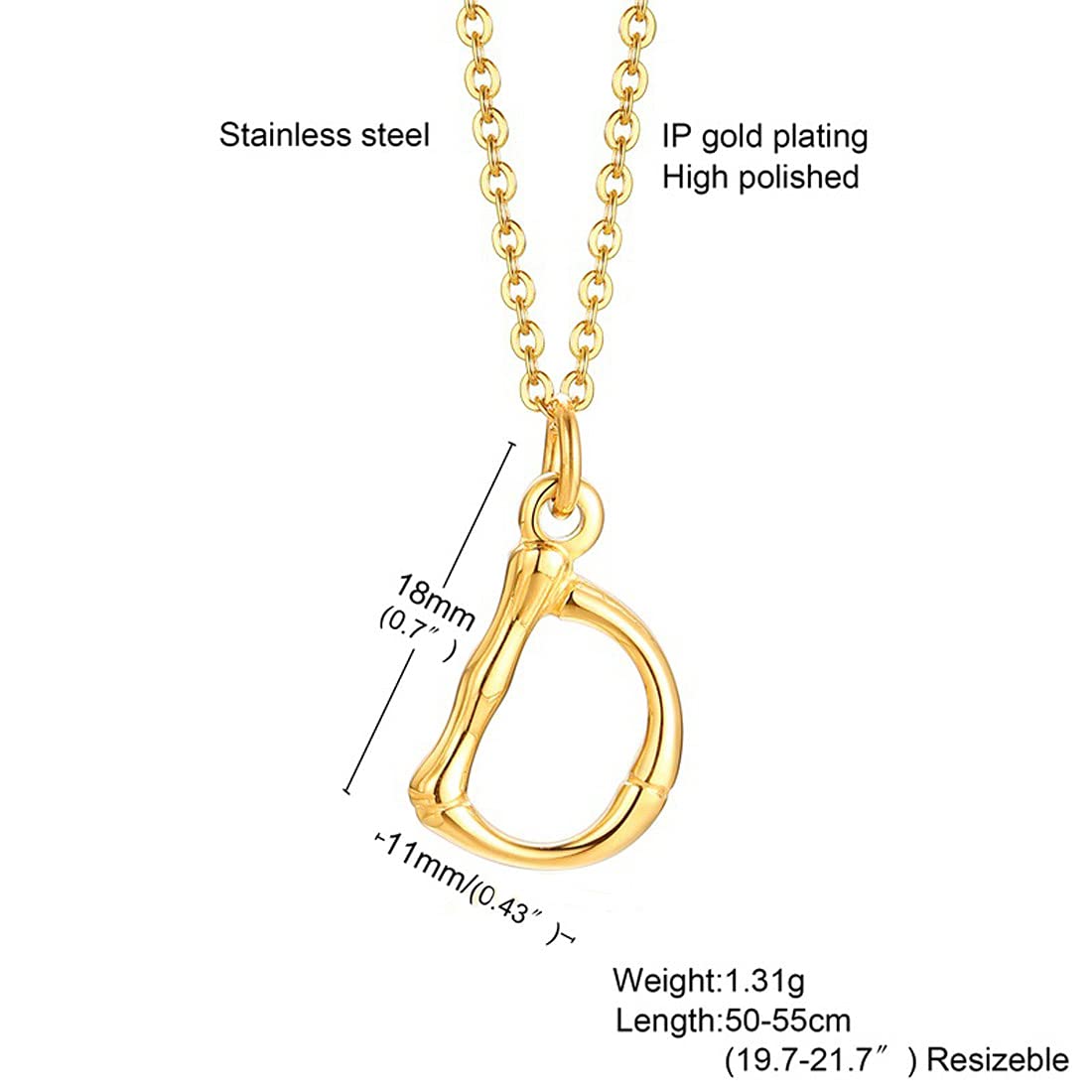 Yellow Chimes Latest Fashion Stainless Steel 18K Gold Plated Initial Pendant with Alphabet D for Women and Girls