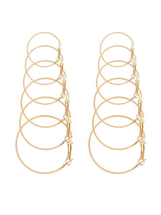 Yellow Chimes Earrings for Women and Girls Fashion Golden Hoop Earrings | 6 Pairs Gold Toned Geometric Hoops Earring Set | Birthday Gift for Girls & Women Anniversary Gift for Wife