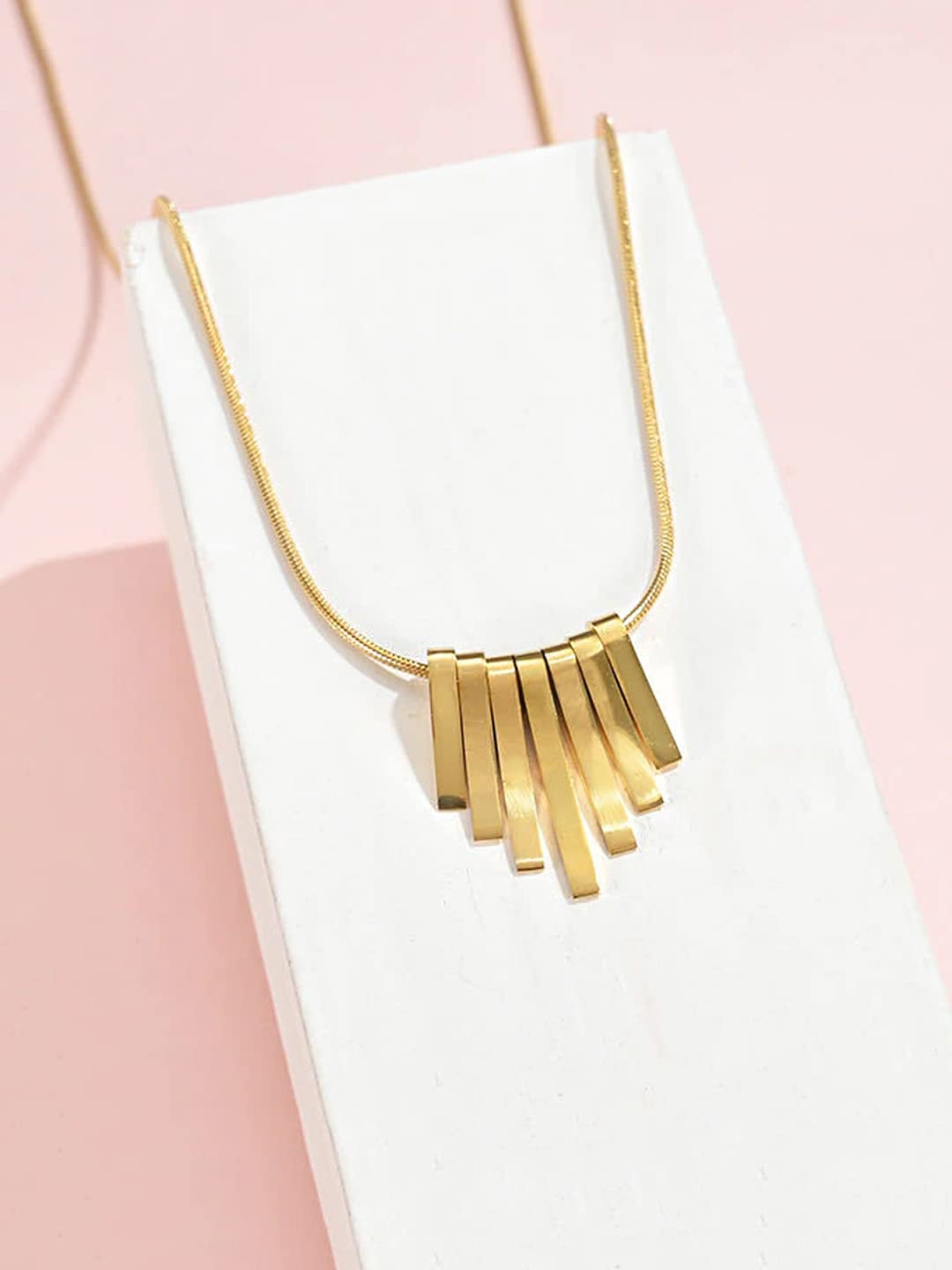 Yellow Chimes Chain Pendant for Women Western Style Gold-Plated Stainless Steel Square Chain Pendant Necklace For Women and Girls. (PD 3)