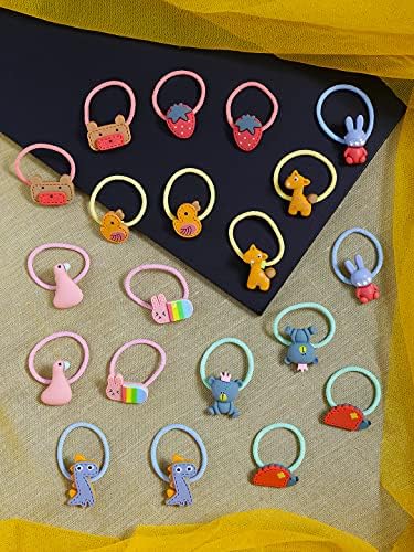 Kairangi Rubber Bands for Girls Kids Hair Accessories for Girls Hair Tie 20 Pcs Cute Characters Rubberbands for Kids Ponytail Holder For Baby Girls Toddlers