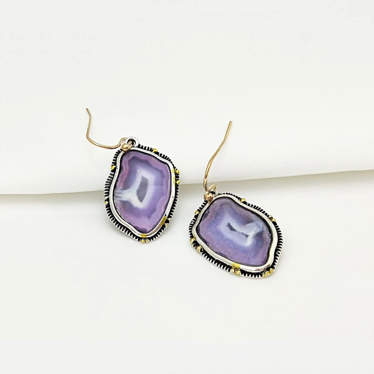 Yellow Chimes Earrings For Women Silver-Toned Purple Stone Studded Clip On Drop Earrings For Women and Girls