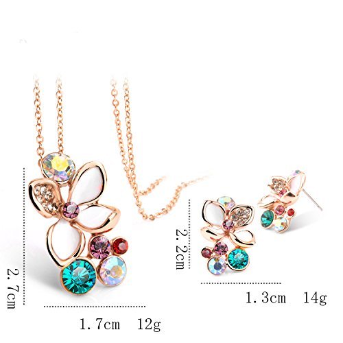 Yellow Chimes Floral High Grade Crystal Jewellery Pendant Set/Necklace Set with Earrings for Women and Girls
