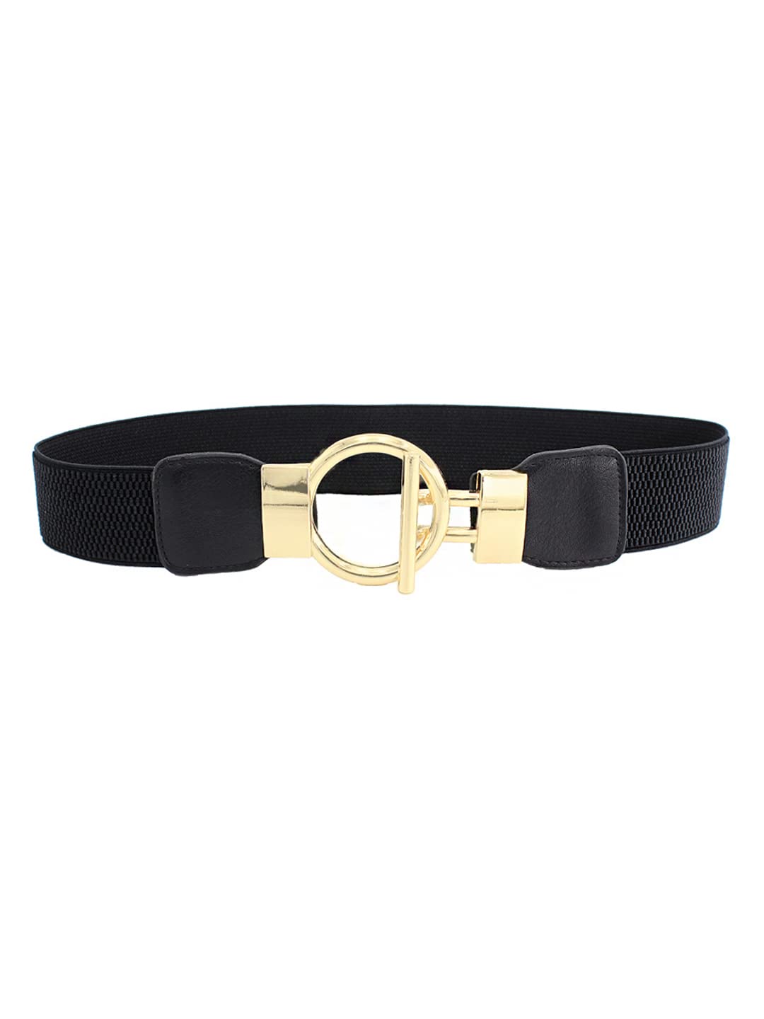 Yellow Chimes Waist Belt for Women Kamarband Black Retro Elastic Stretchy Metal Buckle Kamarband Waist Belt for Women and Girls