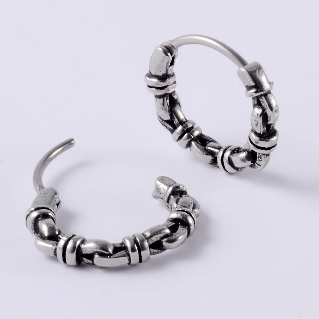 Yellow Chimes Stainless Steel Silver Bali Hoop Earrings for Men and Women