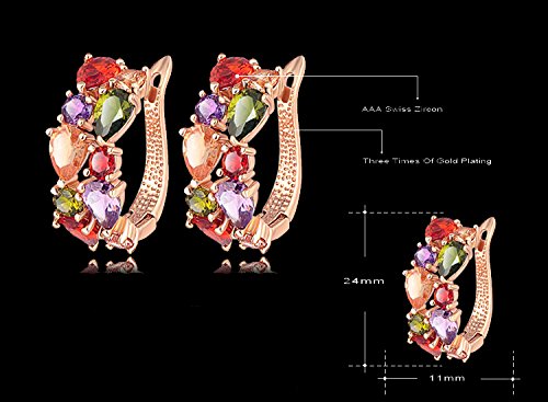 Kairangi Sparkling Colors Flowerets Vine Swiss CZ Clip On Earrings