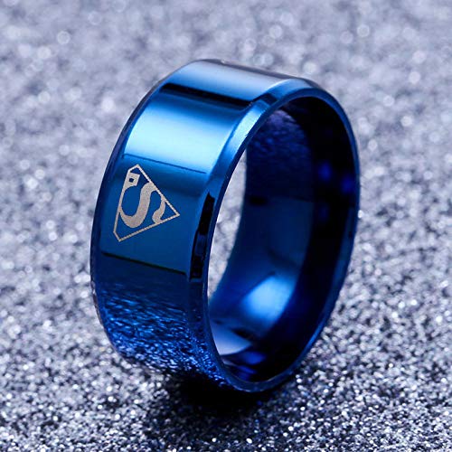 Yellow Chimes Ring for Boys Titanium Superman Stylish Stainless Steel Blue Band Designed Ring for Men and Boys