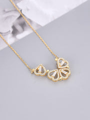 Yellow Chimes Pendant for Women and Girls Crystal Heart Necklace for Women | Gold Plated Joining Heart Pendant for Girls Clover Necklace| Birthday Gift for girls and women Anniversary Gift for Wife