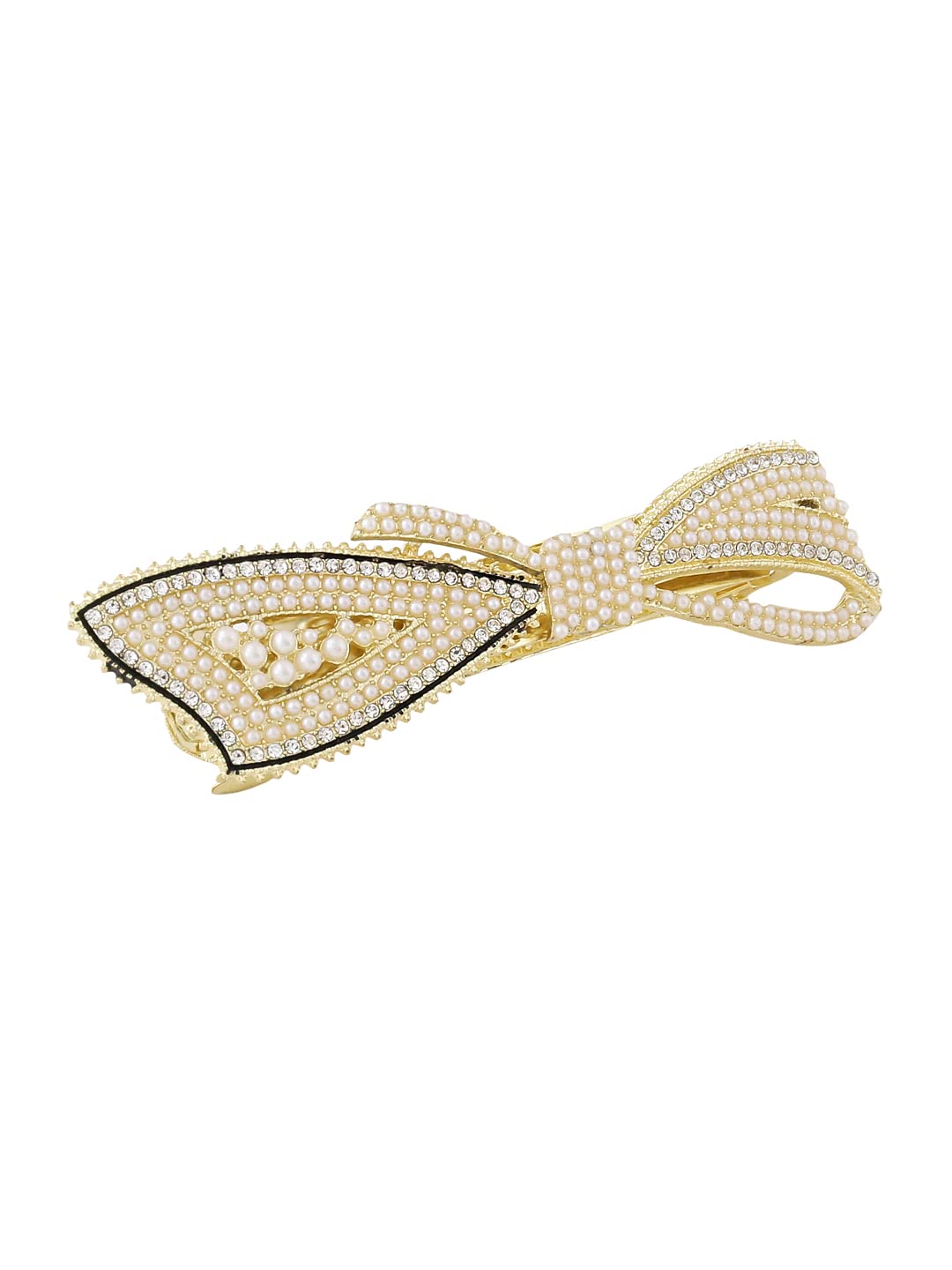 Yellow Chimes Hair Clips for Women Girls Barrette Hair Clips for Women Hair Accessories for Women Bow Clips for Women White Pearl French Barrette Hair Clips for Women and Girls Gift For Women & Girls