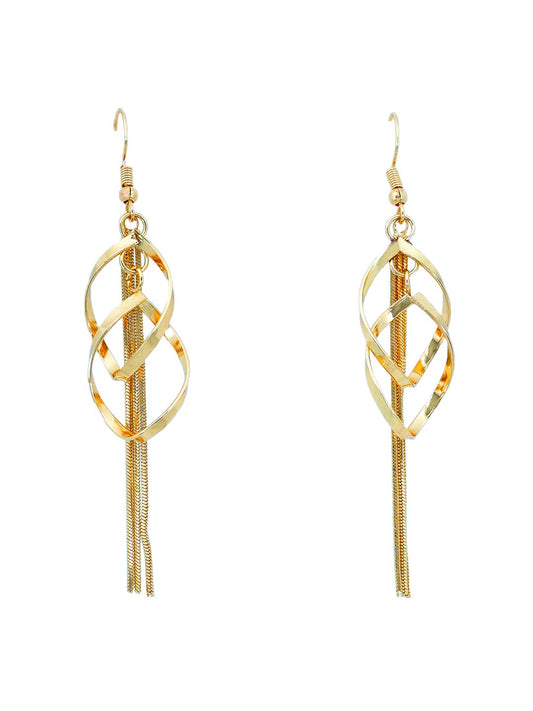 Yellow Chimes Earrings for Women and Girls Pearl Dangler | Gold Toned Spiral Designed Long Danglers Earrings | Birthday Gift for girls and women Anniversary Gift for Wife