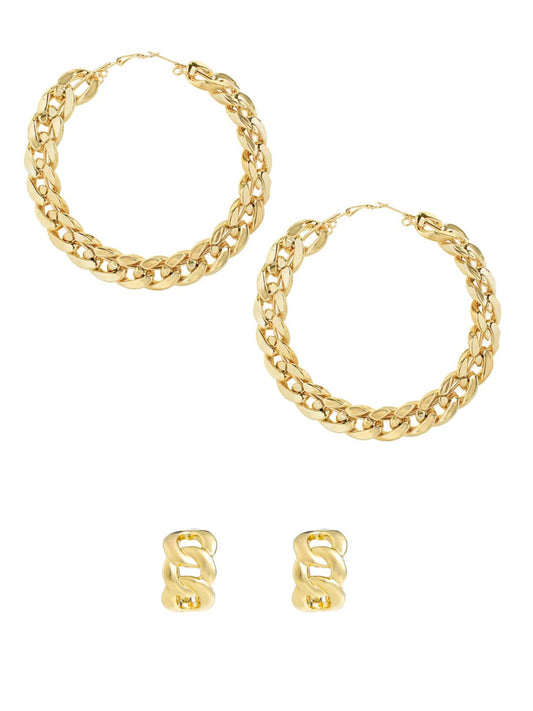 Yellow Chimes Hoop Earrings for Women Combo Of 2 Pairs Fashion Collection Gold Plated Clip On Hoop Earrings for Women and Girls
