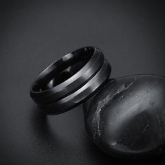 Yellow Chimes Rings for Men Black Polished Smooth Finished Metal Stainless Steel Band Designed Ring for Men and Boys