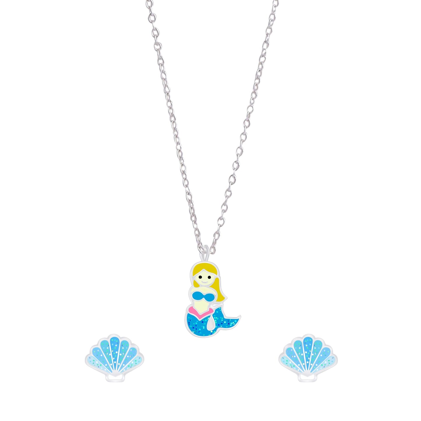 Raajsi by Yellow Chimes 925 Sterling Silver Pendant Set for Girls & Kids Melbees Kids Collection Mermaid Design | Birthday Gift for Girls Kids | With Certificate of Authenticity & 6 Month Warranty