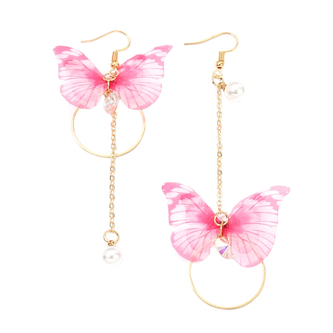 Yellow Chimes Earrings For Women Pink Butterfly Attached Dangle Drop Earrings For Women and Girls