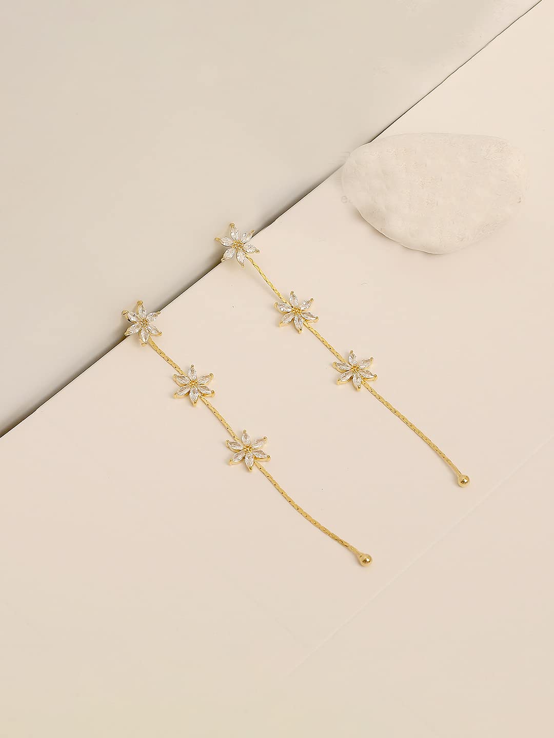 Yellow Chimes Dangler Drop Earring for Womens Gold Plated Crystal Studded Floral Designed Dangler Drop Earrings for Women and Girls