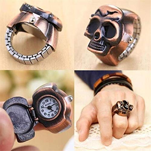 Yellow Chimes Rings for Men Watch Ring Skull Design Vintage Look Stretchable Finger Ring Watch For Men and Boys.