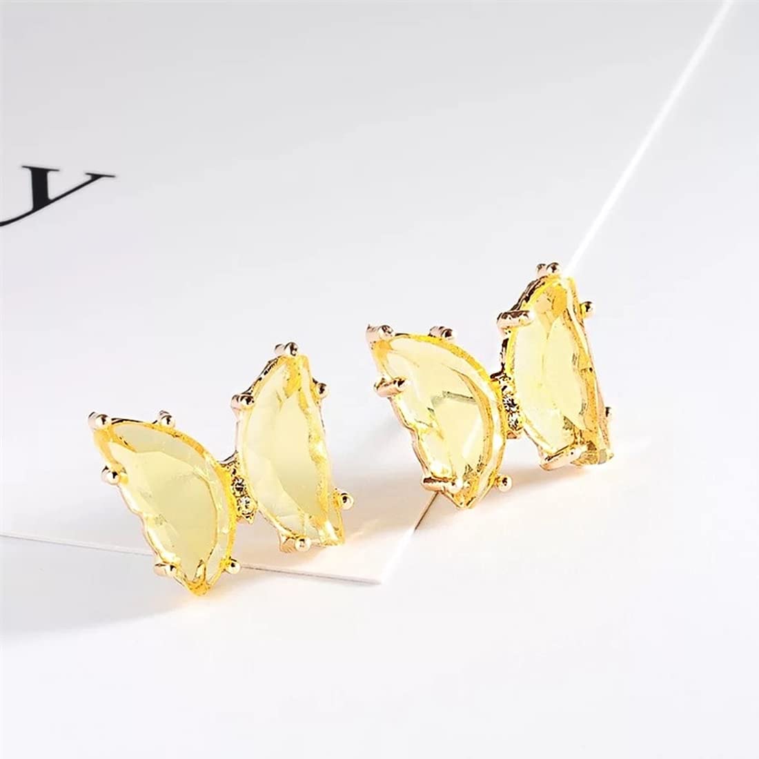 Yellow Chimes Elegant Latest Fashion Gold Plated Yellow Studded Crystal Butterfly Shaped Stud Earrings for Women and Girls