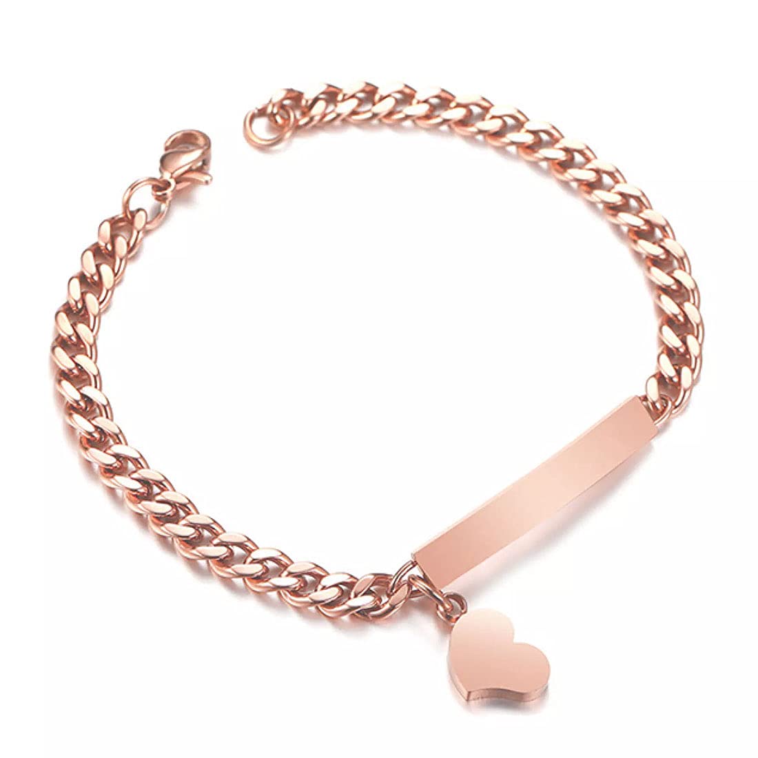 Yellow Chimes Stainless Steel Faith Hope Love Heartbeat Design Rose Gold Chain Tag Bracelet for Women and Girls