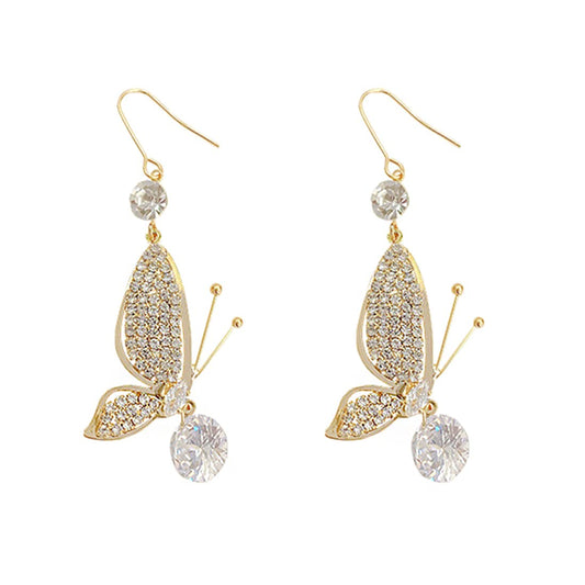 Yellow Chimes Earrings For Women Gold Tone Crystal Studded Fly Shape Drop Earrings For Women and Girls