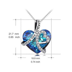 Yellow Chimes Pendant for Women and Girls Blue Crystal Pendant Silver Toned Crystal Heart Butterfly Pendent Chain for Girls | Birthday Gift for girls Anniversary Gift for Wife (Blue Heart Pendant)