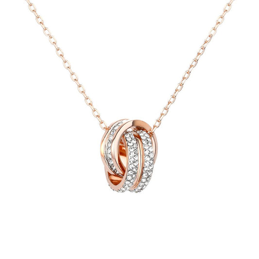 Yellow Chimes Rosegold Pendant for Women Stainless Steel Chain Pendant Western Style Ring Pendant Chain Necklace for Women and Girls.