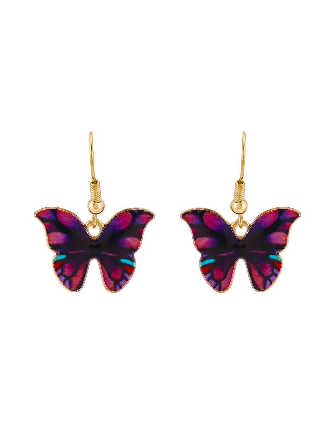 Yellow Chimes Fashion Jewellery Set for Women Gold Plated Purple Butterfly Pendant Set with Drop Earrings for Women and Girls